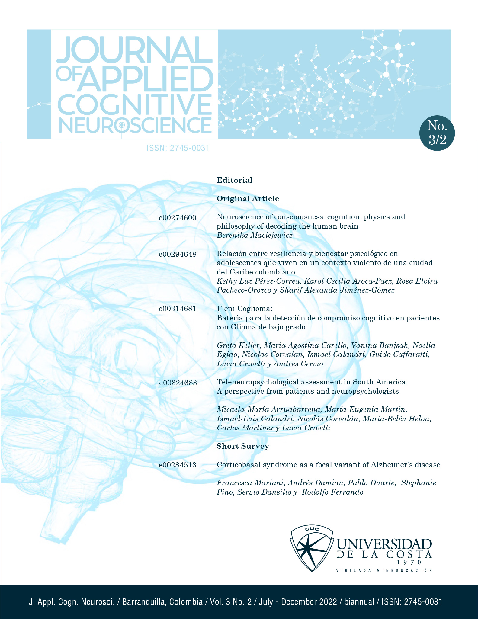 					View Vol. 3 No. 2 (2022): Journal of Applied Cognitive Neuroscience 
				