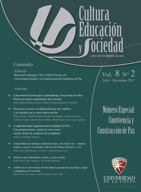 					Ver Vol. 8 Núm. 2 (2017): Cultura Educación y Sociedad
				